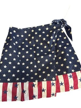 Cambridge Dry Goods Navy Star Wrap Skirt with Flag Hem